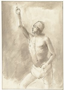 Nude Study of Boy with Rope by Constantijn à Renesse