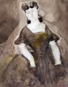 Study of a Woman Half-Length, Low-Cut Dress, Hands in Pockets by Constantin Guys