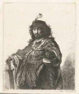 Self-Portrait (?) with Plumed Cap and Lowered Sabre by Constantino Cumano