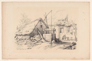Farm with Well by Constantinus Cornelis Huysmans