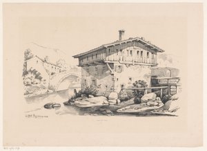 House and watermill in mountain village