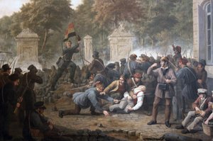 Revolutionary Barricade Facing the Park of Brussels During the Fighting Between Belgian Rebels and Dutch Forces in 1830 by Constantinus Fidelio Coene