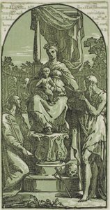 Madonna and Child Enthroned, St. Jerome and St. Francis by Conte Antonio Maria Zanetti the Elder