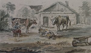 Cattle Standing before a Cottage by Copplestone Warre Bamfylde