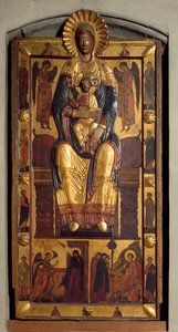 Virgin on the Throne with the Child, Two Angels, the Apostles. The Annunciation and the Holy Women at the Sepulchre by Coppo di Marcovaldo (attr.to)