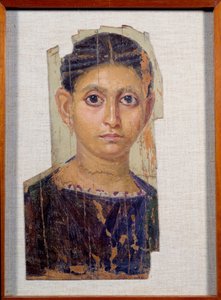 Egyptian antiquity: portrait of female mummy on wood. From Fayoum, 3rd century AD