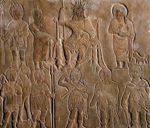 Relief Depicting a Deified Roman Emperor Receiving Homage from Egyptian Nomads by Coptic