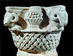 Capital in the Form of a Basket with Rams Heads and Grapes, from the Monastery of St. Jeremiah, Sakkara by Coptic Coptic