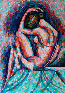 Contemplative Mosaic Woman