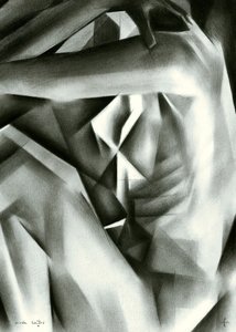 Cubist Charcoal Figure by Corné Akkers