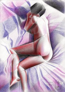 Cubist Sleeping Figure by Corné Akkers