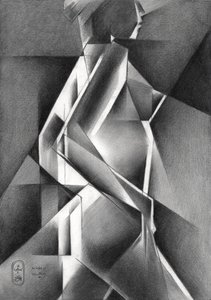 Dynamic Cubist Figure by Corné Akkers