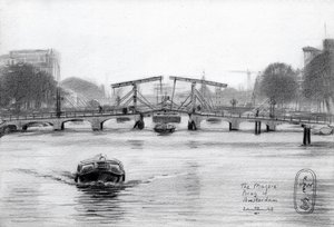Magere Brug Amsterdam Drawing by Corné Akkers