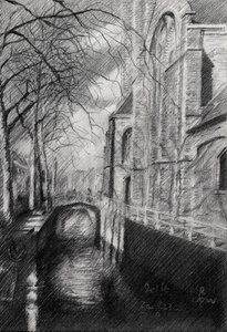 Moody Canal Sketch by Corné Akkers