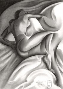 Nude Serenity On Sheets by Corné Akkers