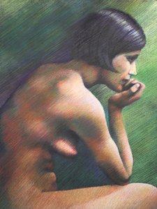 Pensive Nude Woman by Corné Akkers
