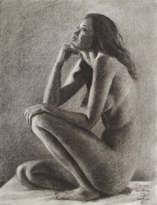 Pensive Nude Woman by Corné Akkers