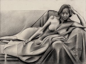 Pensive Reclining Figure by Corné Akkers