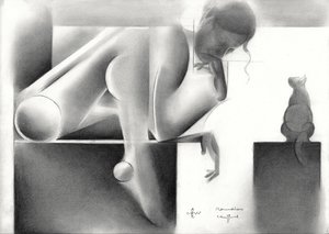 Pensive Woman Geometric Study by Corné Akkers
