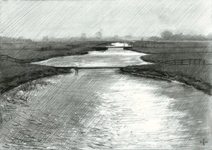 Quiet River Landscape Sketch