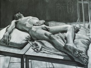 Reclining Male Nude by Corné Akkers