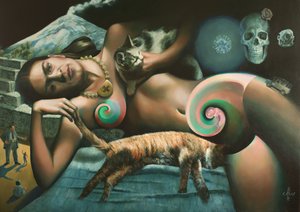 Reclining Woman Surreal Dream by Corné Akkers