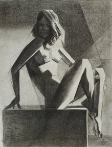 Seated Geometric Nude by Corné Akkers