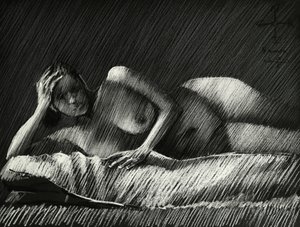 Shadowed Female Nude by Corné Akkers
