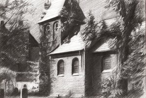 Solitary Figure Churchyard by Corné Akkers