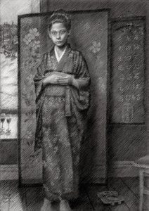 Thoughtful Boy in Kimono by Corné Akkers