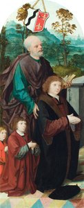 A donor and his two sons introduced to Saint Peter