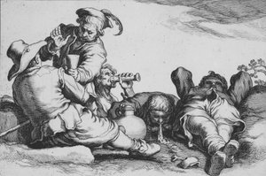 Peasants Drinking, from the series Sixteen Peasant Subjects by Cornelis Bloemaert