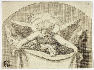 Putto Holding Sudarium by Cornelis Bloemaert