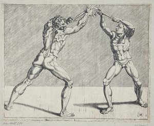 Two Fencers by Cornelis Bos