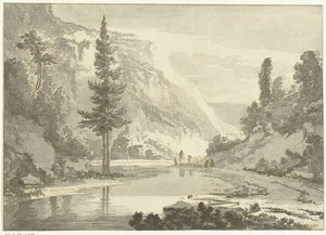 Mountain Landscape with Shepherds on a Riverbank by Cornelis Brouwer
