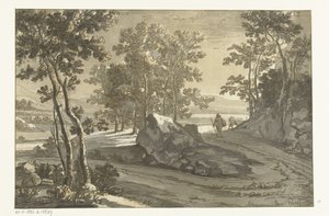 Wooded Landscape with Cattle Driver by Cornelis Brouwer