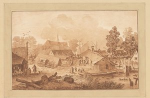 Village Scene with Pond
