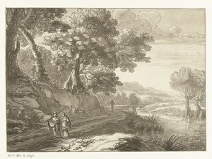 Italianate Landscape with Three Walkers by Cornelis Brouwer