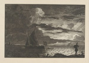 Man with Bag on Shoulder at Sunrise