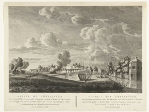 Prussian Troops Attack Amstelveen Defended by Amsterdam Militia on October 1, 1787 Attack on Amstelveen ... October 1, 1787 (title on object) by Cornelis Brouwer