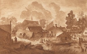 Village with Pond by Cornelis Brouwer