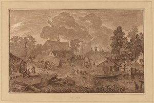 Village with Pond by Cornelis Brouwer
