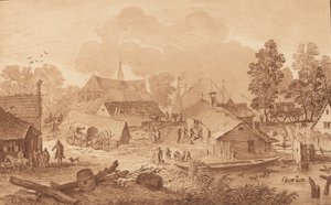 Village with Pond by Cornelis Brouwer