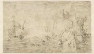 Seascape with a Ship near an Island by Cornelis Claesz van Wieringen (attributed to)