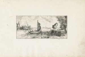 Boat on a River (Landscapes) by Cornelis Claesz van Wieringen (possibly)