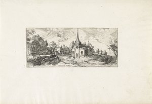 Landscape with a View of a Church in a Village (series title) by Cornelis Claesz van Wieringen (possibly)