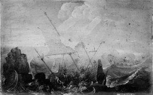 Shipwreck Against a Rock by Cornelis Claesz  van Wieringen