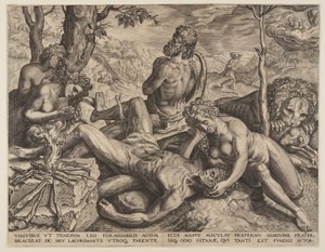 Adam and Eve Lamenting the Death of Abel by Cornelis Cort