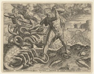 Hercules Overcomes the Hydra of Lerna (Works of Hercules) by Cornelis Cort