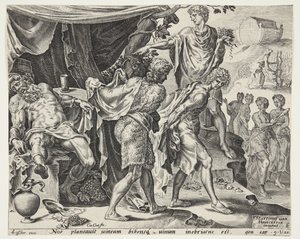 The Mocking of Noah by Cornelis Cort